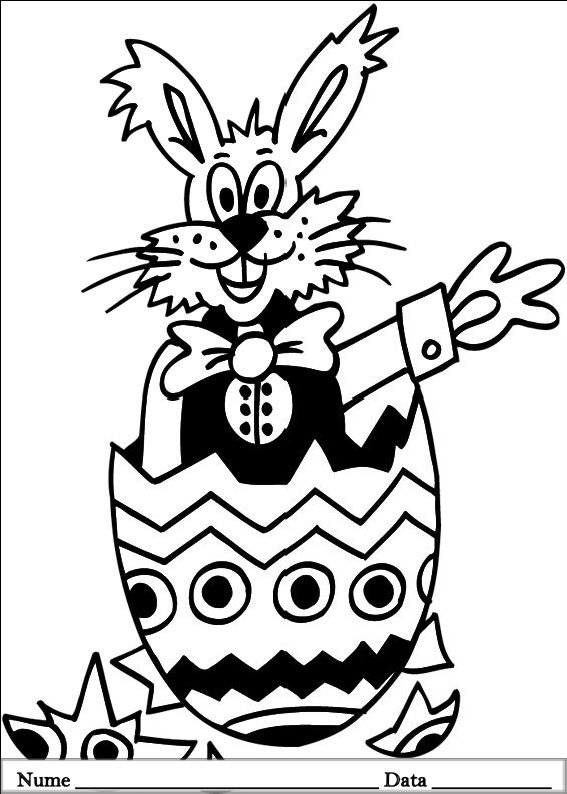 desene de colorat planse iepurasi de pasti